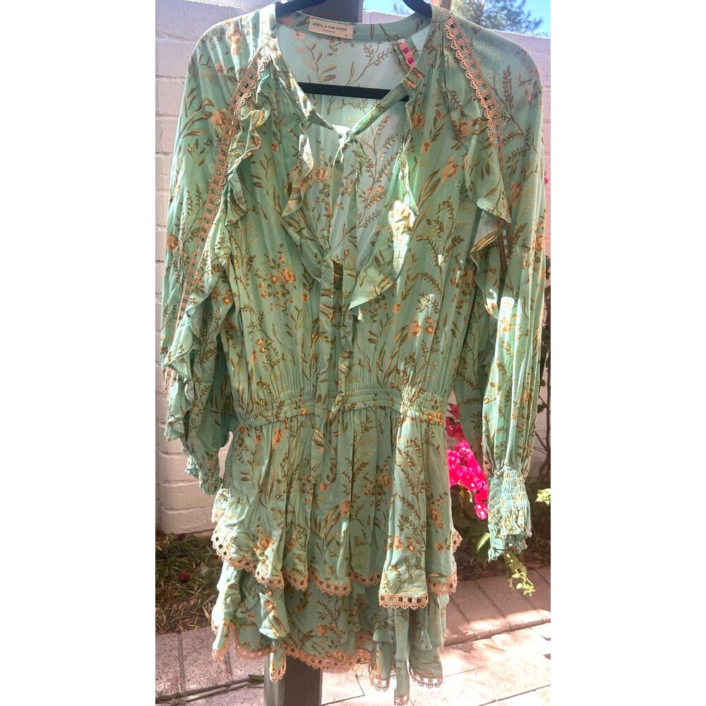 Spell & The Gypsy Maisie Playdress in Vintage Turquoise Size XL Ruffle and Lace - Picture 2 of 8